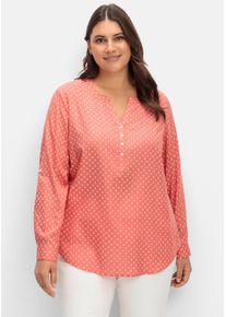 sheego Große Größen Schlupf-Bluse mit Minimal-Muster, koralle-weiß-bedruckt, Größe 36 - Damen