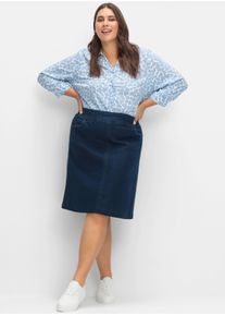 sheego Große Größen Jeansrock mit hoher Bundpatte, blue-stone-washed, Größe 40 - Damen