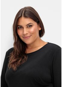 sheego Große Größen Jerseykleid mit elastischen Bündchen, schwarz, Größe 48 - Damen