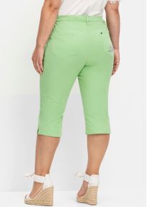 sheego Große Größen Caprijeans mit glitzerndem Katzenmotiv, reseda, Größe 56 - Damen
