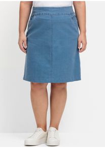 sheego Große Größen Jeansrock mit hoher Bundpatte, blue-bleached, Größe 48 - Damen