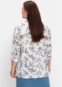 sheego Große Größen Longbluse mit Blümchen-Print, weiß-bedruckt, Größe 56 - Damen
