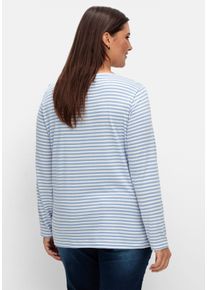 sheego Große Größen Streifenshirt aus Single-Jersey, bleu-ecru-geringelt, Größe 38 - Damen