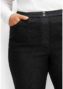 sheego Große Größen Schlupfjeans mit imitierter Reißverschluss-Blende, black-denim, Größe 19 - Damen