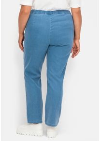 sheego Große Größen Schlupfjeans mit imitierter Reißverschluss-Blende, blue-bleached, Größe 20 - Damen