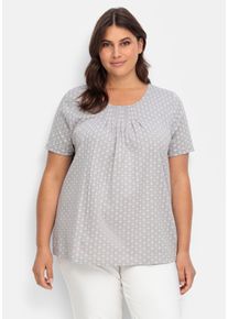 sheego Große Größen Kurzarmshirt, steingrau-gemustert, Größe 52 - Damen