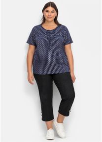 sheego Große Größen Kurzarmshirt, marine-gemustert, Größe 42 - Damen