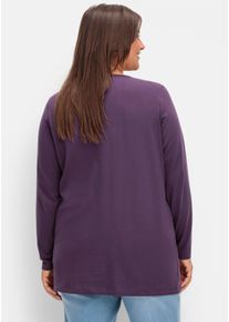 sheego Große Größen Longshirt mit aufgesetzten Taschen, pflaume, Größe 38 - Damen