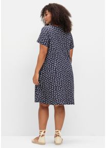 sheego Große Größen Jerseykleid mit floralem Dessin, marine-ecru-bedruckt, Größe 52 - Damen