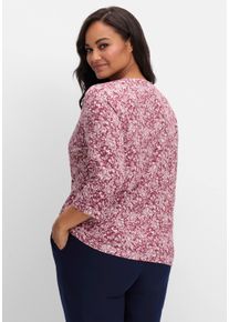sheego Große Größen Print-Shirt mit Ausschnitt mit Schlitz, bordeaux-bedruckt, Größe 52 - Damen