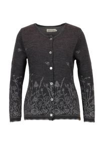 Albmerino Strickjacke Blumenwiese Wolljacke Damen (Gr XL |grau)
