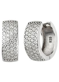 Jobo Damen Paar Creolen, Silber 925 (Sterlingsilber), silber, Silber 925 (Sterlingsilber), Ohrringe, 925 Silber mit 84 Zirkonia