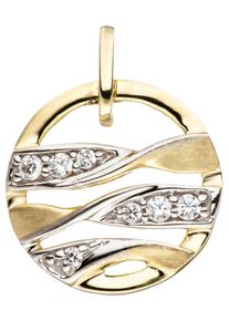 Jobo Damen Runder Anhänger, Gelbgold 333, gold, Gelbgold 333, Schmuckanhänger, rund 333 Gold bicolor mit 7 Zirkonia