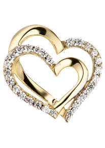 Jobo Damen Herz-Anhänger "Anhänger Herz Herzen", Gelbgold 333, gold, Gelbgold 333, Schmuckanhänger, 333 Gold mit 27 Zirkonia