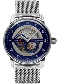 Zeppelin Herren Automatikuhr "New Captain ́s Line", silber, Armbanduhren, Mechanische Uhr, Armbanduhr, Herrenuhr, Lederarmband, Made in Germany