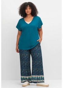 sheego Damen T-Shirt "T-Shirt", blau, Gr. 52, unifarben, 100% Viskose, Shirts