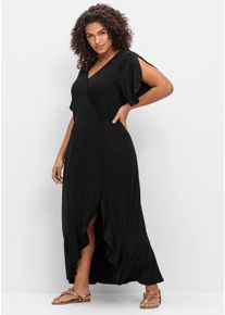 sheego Damen Jerseykleid "Jerseykleid", schwarz, Gr. 48, unifarben, Jersey, Single Jersey, 95% Viskose, 5% Elasthan, Kleider