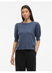 Vila Damen Strickpullover "VIRIL 2/4 SLEEVE O-NECK KNIT TOP - NOOS"vintage indigo detail:schwarz melange, modisch, Gr. XS, meliert, Strick,