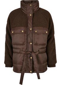Urban Classics Damen Winterjacke "Urban Classics Damen Ladies Sherpa Mix Puffer Jacket", braun, casual, Gr. XS, unifarben, 100% Polyester, Jacken