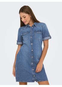 Only Damen Jeanskleid "ONLLISA S/S DNM DRESS GUA", blau, modisch, Gr. M, unifarben, Denim/Jeans, Obermaterial: 90% Baumwolle, 10% Viskose, Kleider
