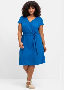 sheego Damen Jerseykleid "Jerseykleid", blau, Gr. 58, unifarben, 95% Viskose, 5% Elasthan, Kleider