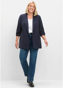 sheego Damen Longblazer "Longblazer", blau, Gr. 40, 100% Polyester, Blazer