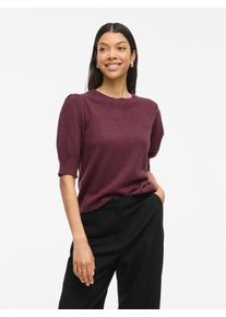 Vila Damen Strickpullover "VIRIL 2/4 SLEEVE O-NECK KNIT TOP - NOOS"fig detail:schwarz melange, modisch, Gr. XS, meliert, Strick, Obermaterial: 50%