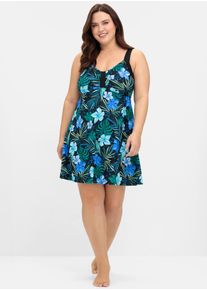 sheego Damen Tankini-Toptiefblau, bedruckt, Gr. 58, Polyamid, Elasthan, Bikini-Oberteile