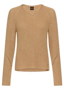 BOSS Orange Damen Strickpullover "Fardella Premium Damenmode"rust, copper 222, casual, Gr. S, unifarben, Strick, Obermaterial: 100% Baumwolle,