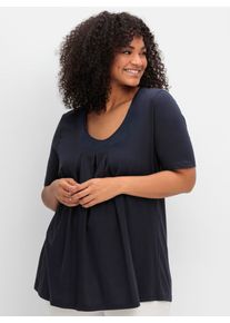 sheego Damen T-Shirt "T-Shirt", blau, Gr. 56, 50% Baumwolle, 50% Modal, Shirts