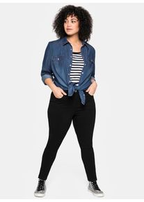 sheego Damen Jeansbluse, blau, Gr. 54, unifarben, 100% Baumwolle, Blusen