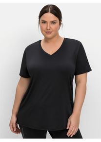 sheego Damen T-Shirt "Funktionsshirt", schwarz, Gr. 44, unifarben, 90% Polyester, 10% Elasthan, Shirts