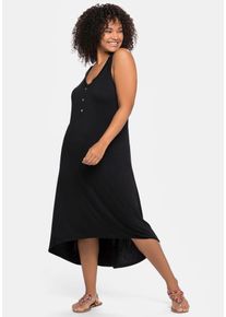 sheego Damen Sommerkleid "Strandkleid", schwarz, Gr. 48, unifarben, Jersey, Single Jersey, 95% Viskose, 5% Elasthan, Kleider