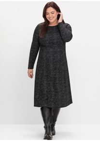 sheego Damen Shirtkleid "Shirtkleid", schwarz, Gr. 54, gemustert, Strick, 81% Polyester, 17% Viskose, 2% Elasthan, Kleider
