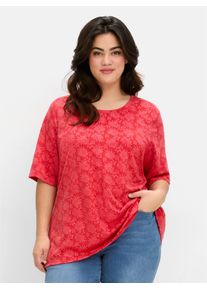 sheego Damen T-Shirt "T-Shirt", lila, Gr. 52, 95% Viskose, 5% Elasthan, Shirts