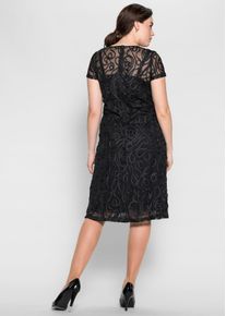 sheego Damen Spitzenkleid "Spitzenkleid", schwarz, Gr. 44, unifarben, 100% Polyamid, Kleider