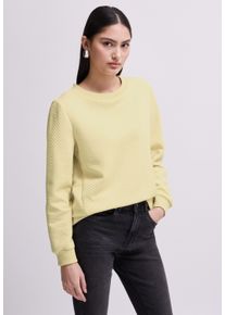 Damen Langarmshirt, gelb, casual, Gr. 42, STREET ONE STUDIO, unifarben, Stoff, 81% Polyester, 17% Viskose, 2% Elasthan, Shirts, aus softem Materialmix