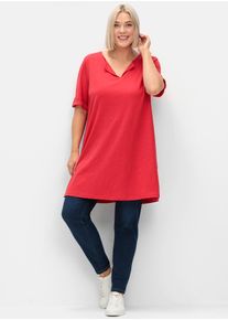 sheego Damen Longshirt "Longshirt", lila, Gr. 44, unifarben, 100% Baumwolle, Shirts