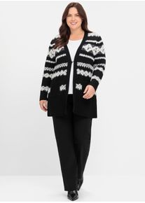 sheego Damen Longstrickjacke, schwarz, Gr. 40, 43% Viskose, 35% Polyester, 22% Polyamid, Strickjacken