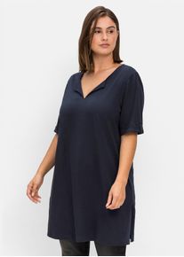 sheego Damen Longshirt "Longshirt", blau, Gr. 52, unifarben, 100% Baumwolle, Shirts