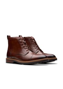 Clarks Herren Winterstiefel "Aldwin Cap", Gr. 44,5, braun, Leder, elegant, Schuhe, Festtagsschuh, Stiefelette, Anzugschuh mit Blockabsatz