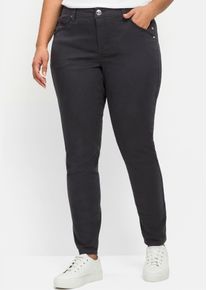 sheego Damen Stretch-Hose, grau, Gr. 58, unifarben, 98% Baumwolle, 2% Elasthan, Hosen