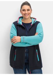 sheego Damen Fleecejacke, blau, Gr. 48, 75% Polyester, 20% Baumwolle, 5% Elasthan, Jacken