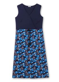 sheego Damen Jerseykleid "Jerseykleid", blau, Gr. 52, gemustert, mehrfarbig, geblümt, bedruckt, 95% Viskose, 5% Elasthan, Kleider