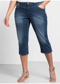 sheego Damen 5-Pocket-Jeans, blau, Gr. 50, unifarben, 98% Baumwolle, 2% Elasthan, Jeans