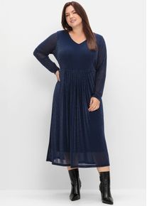 sheego Damen Partykleid "Kleid", blau, Gr. 50, 70% Polyamid, 20% metallisierte Fasern, 10% Elasthan, Kleider