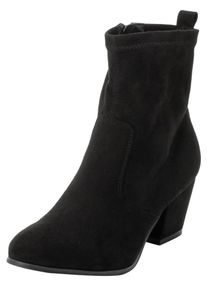sheego Damen Stiefelette, Gr. 41, schwarz, Polyester, Schuhe