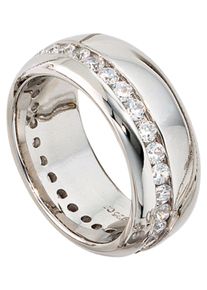 Jobo Damen Silberring, 56, Silber 925 (Sterlingsilber), silber, Silber 925 (Sterlingsilber), Fingerringe, breit 925 Silber mit Zirkonia rundum