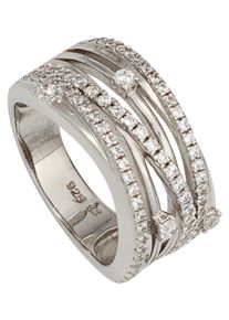 Jobo Damen Silberring, 58, Silber 925 (Sterlingsilber), silber, Silber 925 (Sterlingsilber), Fingerringe, breit 925 Silber mit 78 Zirkonia