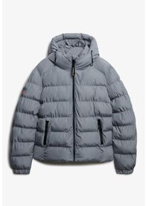 Superdry Herren Steppjacke "HOODED SPORTS PUFFER JACKET", blau, modisch, Gr. S, unifarben, Web, Steppware, Obermaterial: 100% Polyester, Jacken